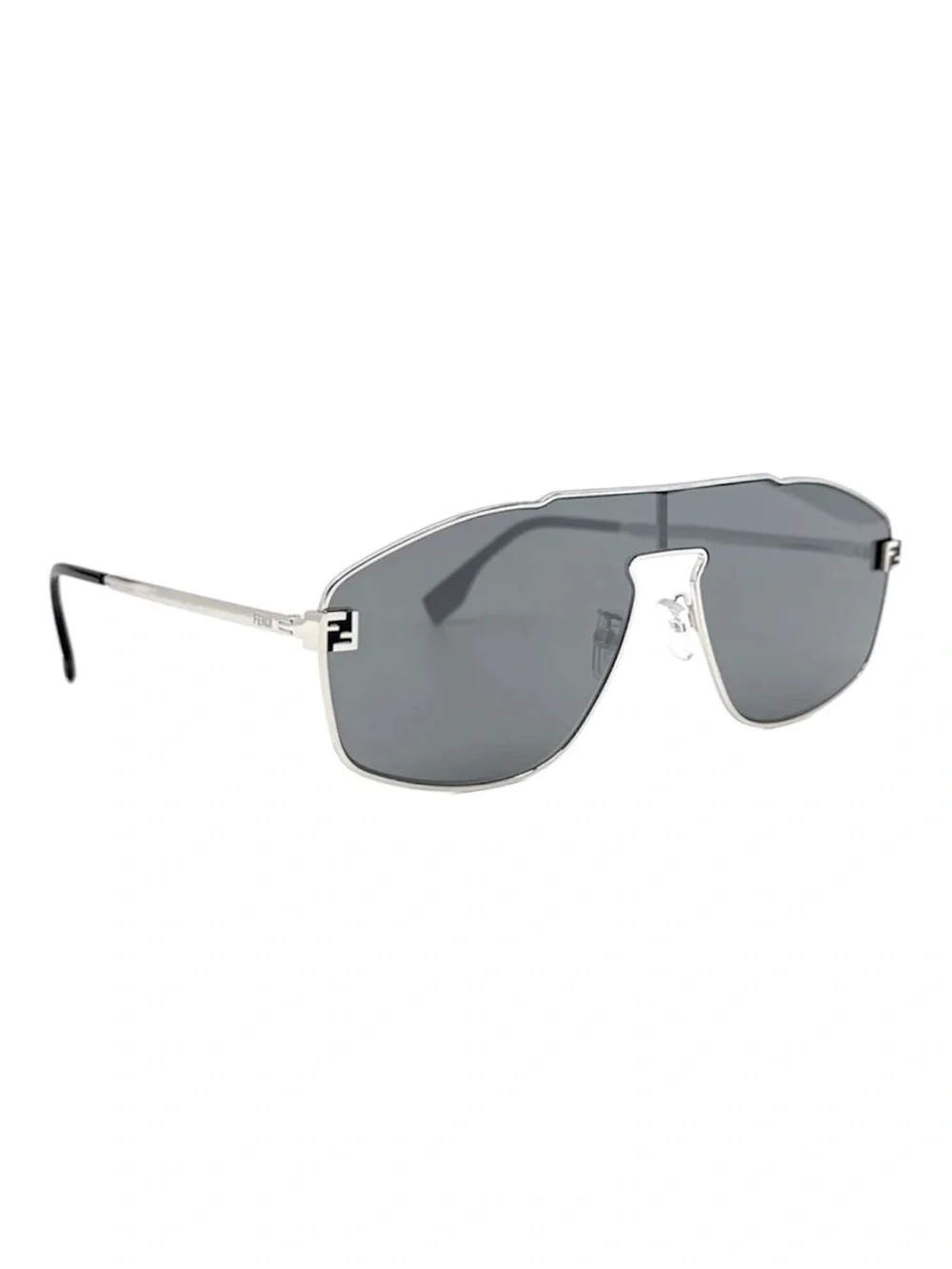 NWT Fendi Sky Aviator Sunglasses Silver Mirror Shield FF Logo Men Women Eyewear